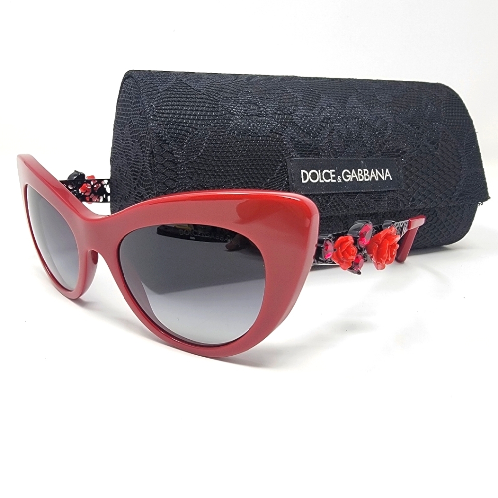 DOLCE & GABBANA red flower lace cat eye sunglasses